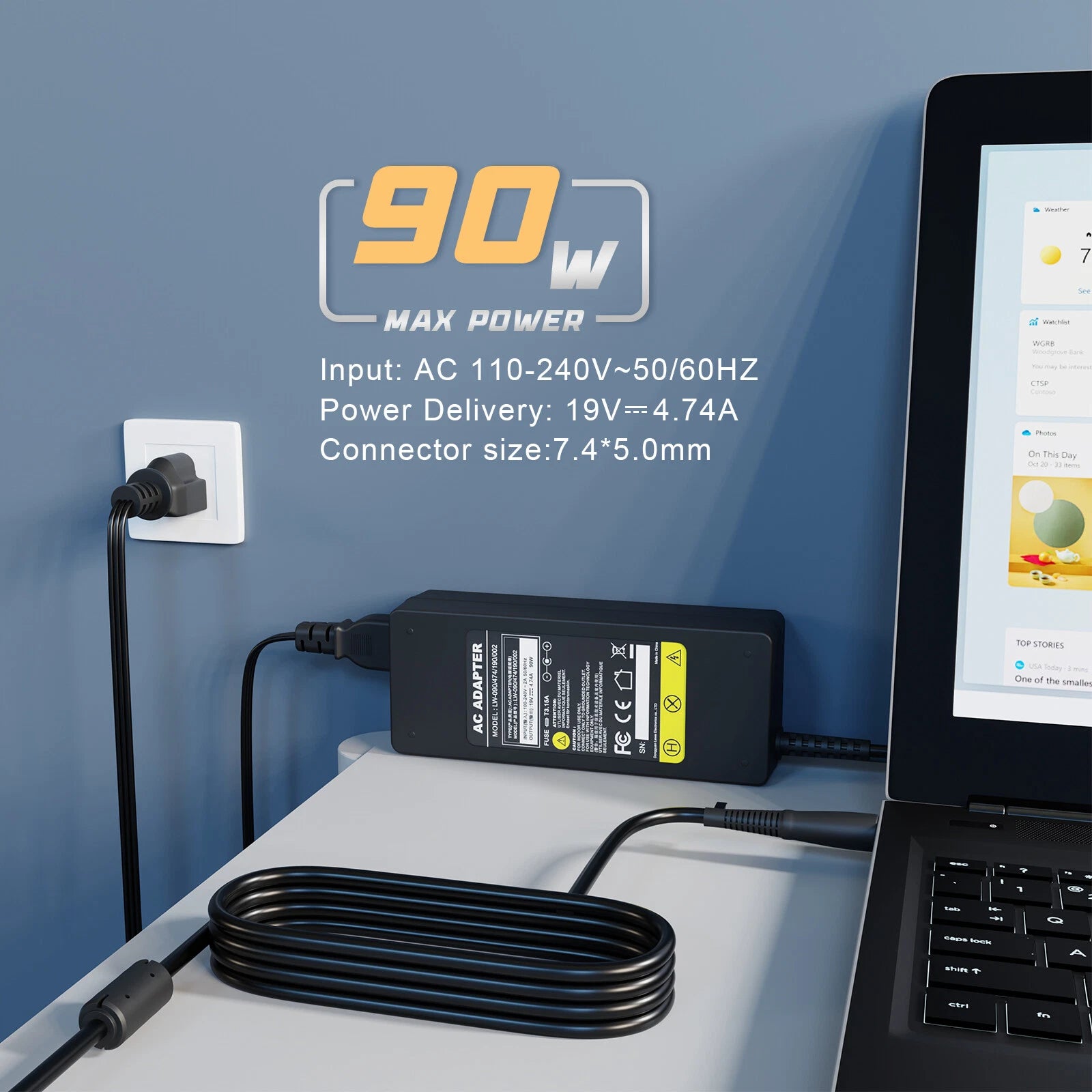90W AC Adapter Battery Charger For HP Elitebook 8440p 8540w 8740w 2530p 8540p