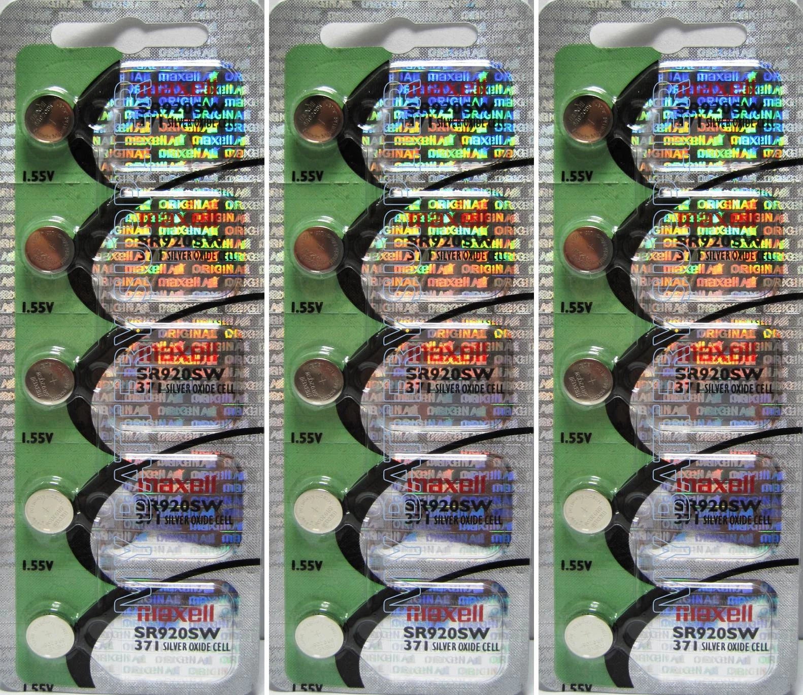15 Maxell Silver Oxide 371 Batteries