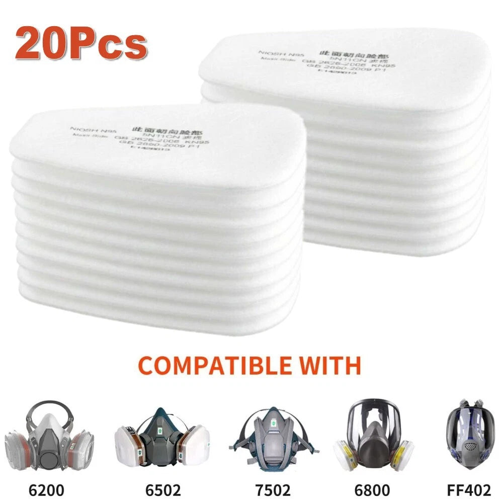 20Pcs 5N11 Gas Mask Filter Cotton Filters Cartridge Mask Respirator Replacement