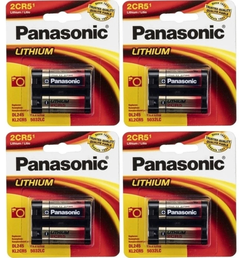 4 Pack Panasonic 2CR5 6V Lithium Photo Battery, DL45, KL2CR5, 5032LC Brand New