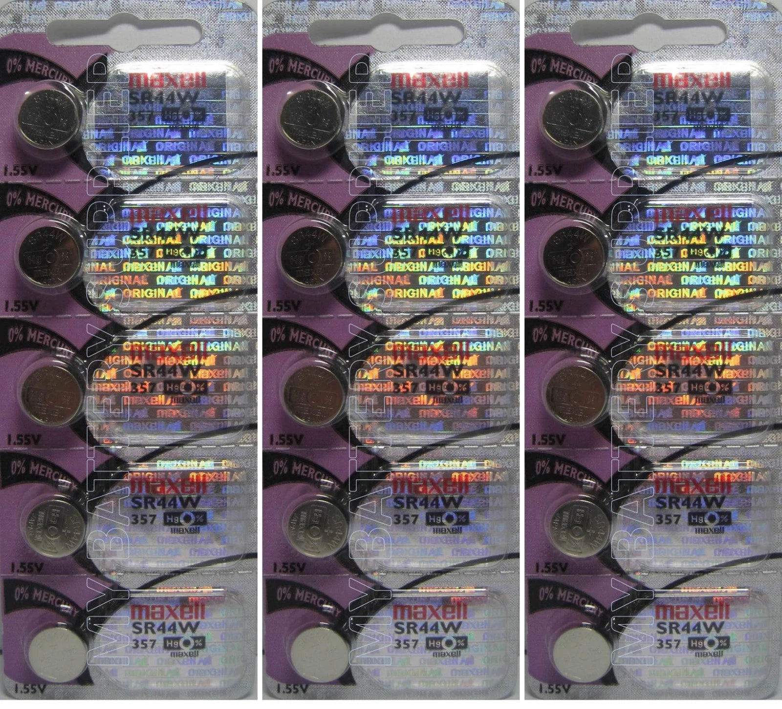 Maxell 1.55V Button Cell Battery SR44W 15 Pcs