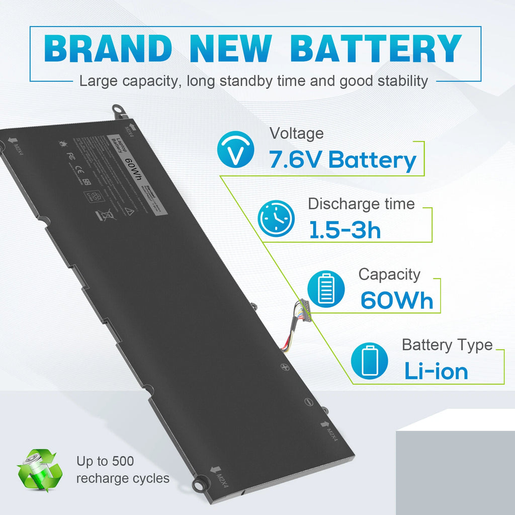 For Dell XPS 13 9360,XPS 13-9360-D1605G Series Battery PW23Y RNP72 P54G002 TP1GT