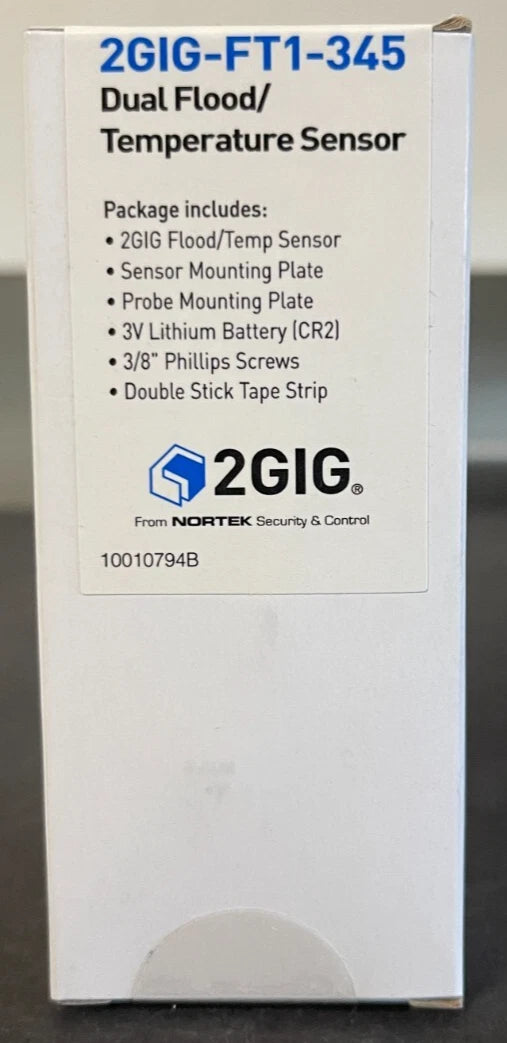 Brand New 2GIG-FT1-345 Wireless Flood / Temperature Sensor, W/ Battery