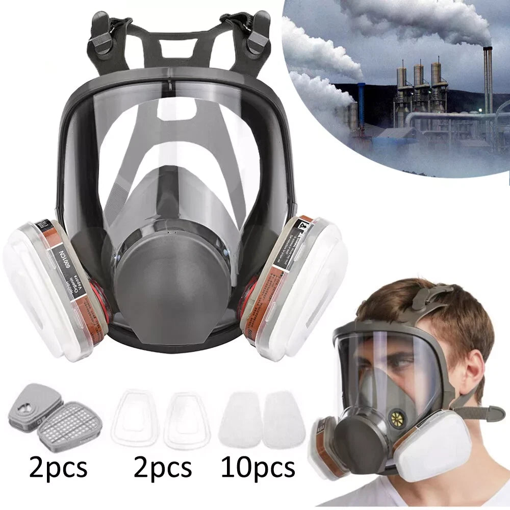 15 IN 1 Gas Mask Full Face Chemical Spraying Painting Respirator Vapour Safety