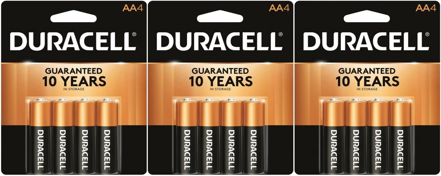 12 Pack Duracell AA CopperTop Alkaline MN1500 Batteries Exp. 2027