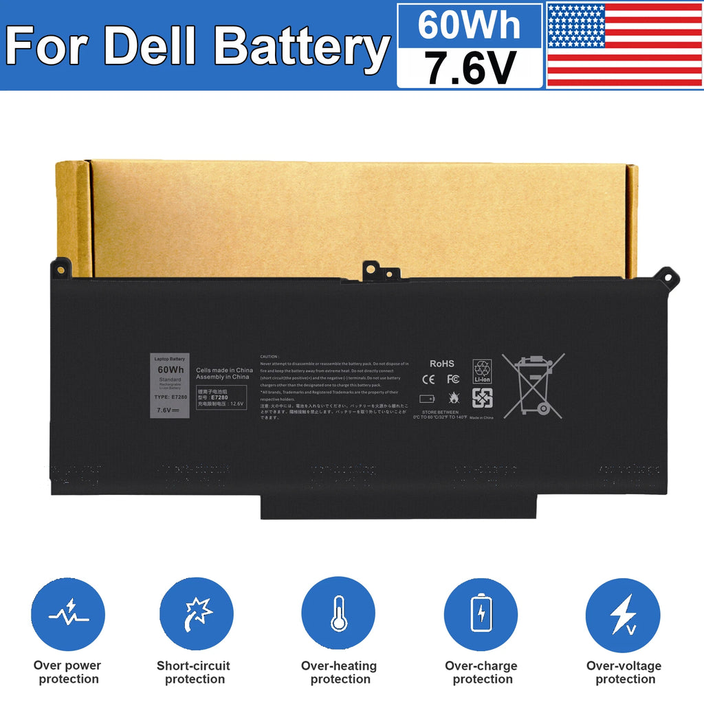 F3YGT/DJ1J0 Battery For Dell Latitude 12 7280 7290 14 7480 7490 E7280 E7290 NEW