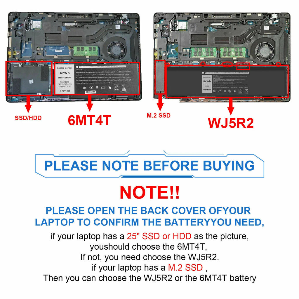 WJ5R2 Battery for Dell Precision 3510 M3510 Latitude E5570 4F5YV G9G1H 84Wh