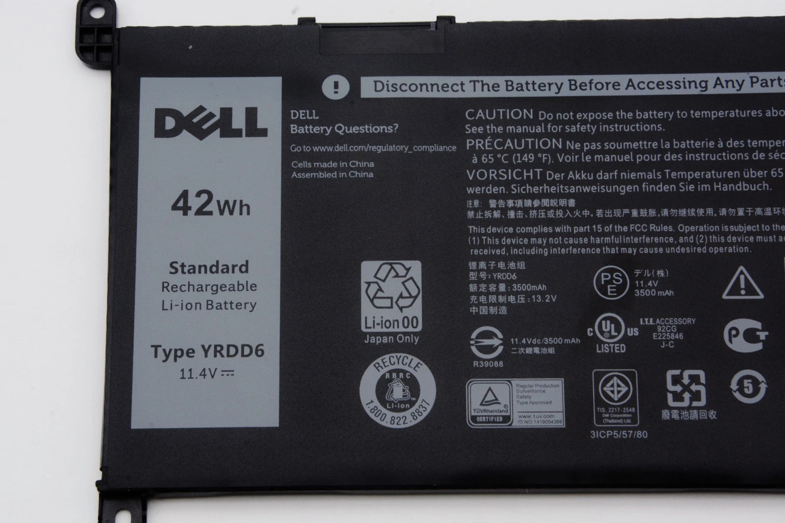 Genuine YRDD6 Battery for Dell Inspiron 5591 7586 5491 5481 5482 3310 2-in-1 NEW