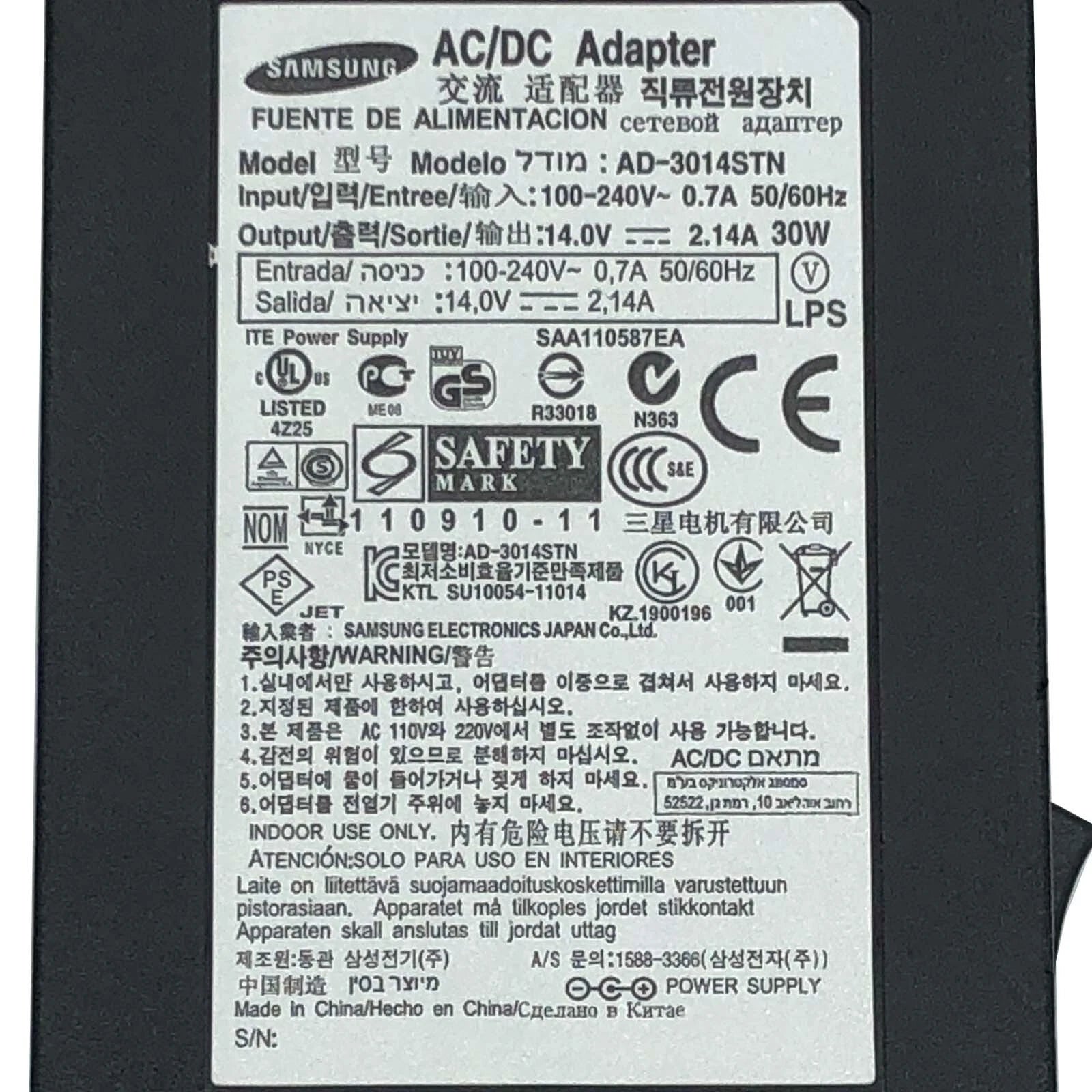 NEW Original Samsung AC Adapter for S23B550V S23C350H S23C570H S24B150BL Monitor