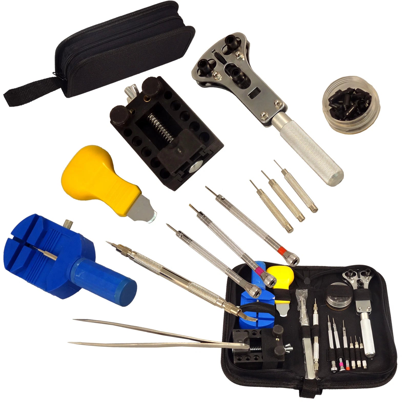 13 pc Watch Repair Tool Kit Zip Case Battery Opener Link Pin Remover Screwdriver