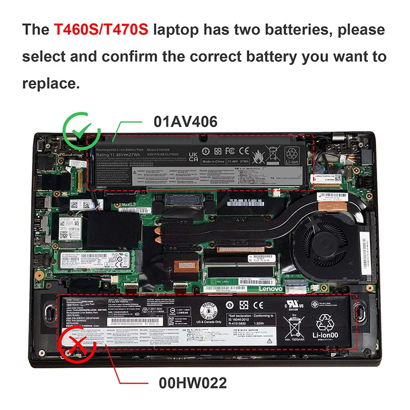 00HW025 00HW024 Battery For Lenovo ThinkPad T460s T470s 1AV405 01AV406 27wh