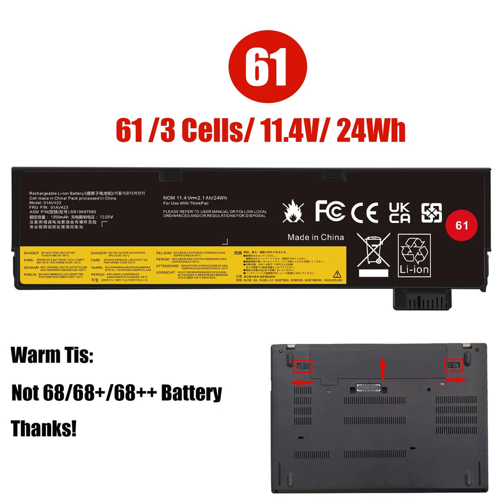 ?LOT Battery For Lenovo Thinkpad T470 T480 T570 T580 01AV425 01AV423 A475 A485