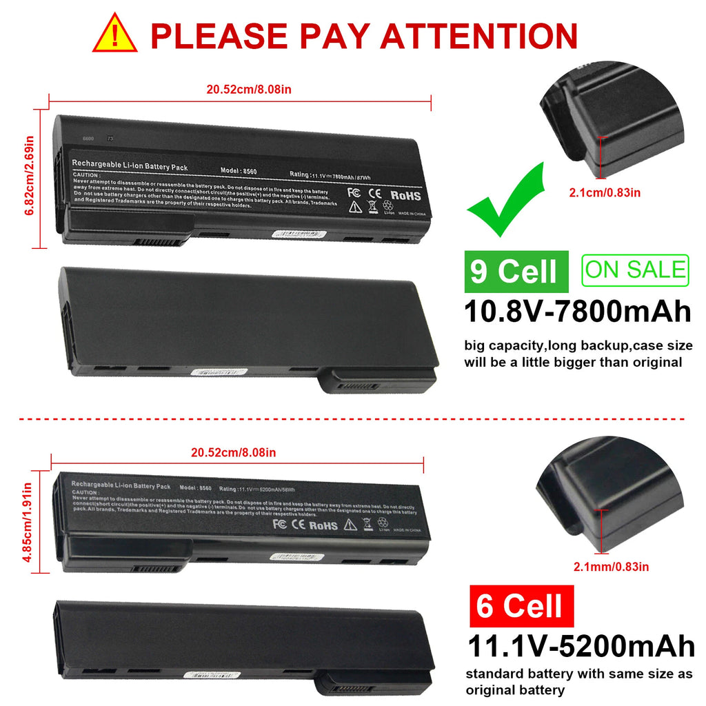 9Cell Battery for HP ProBook 6360b 6460b 6465b 6470b 6475b 6560b 6565b 6570b USA