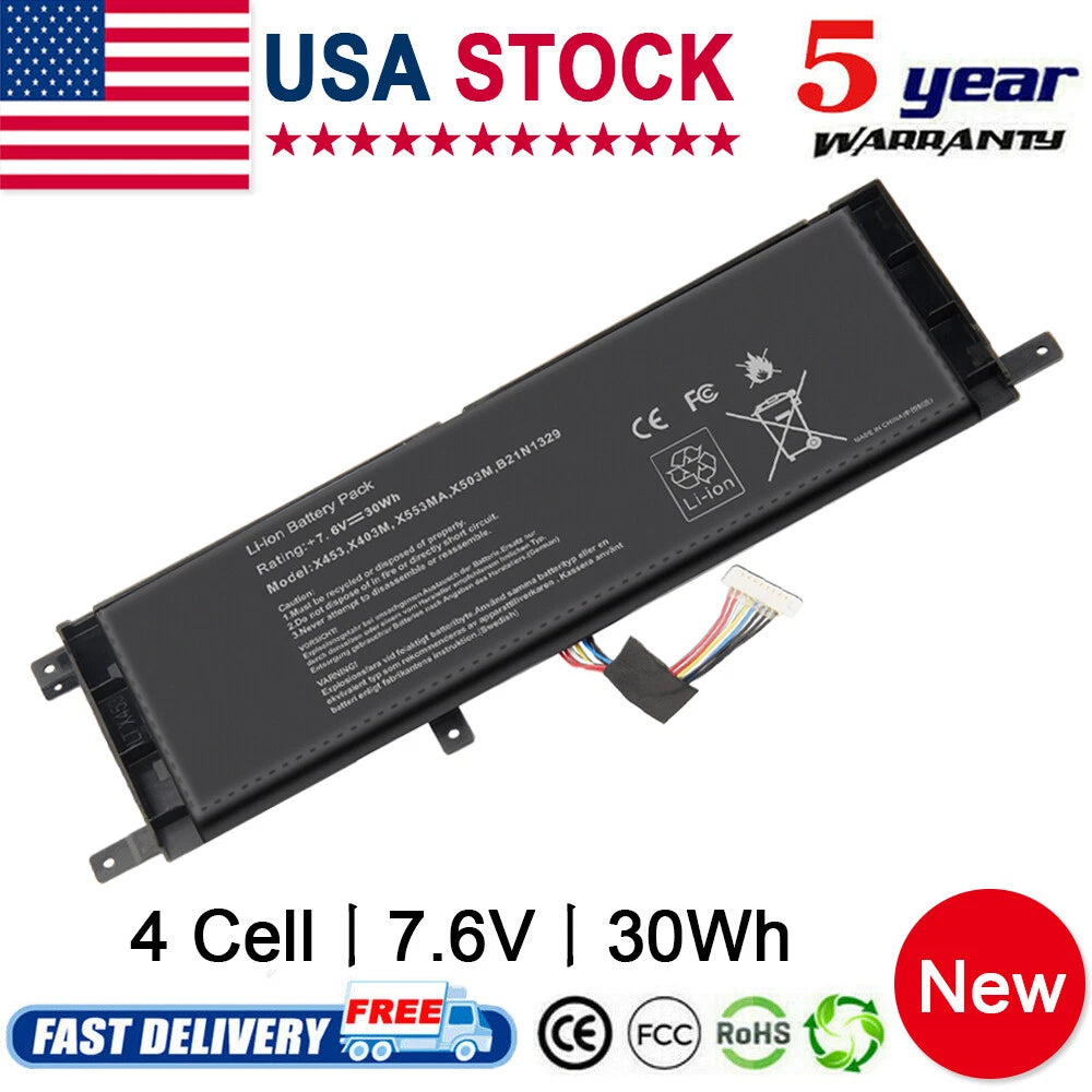 For Asus Battery B21N1329 BAT-ASX453 7.6V 30Wh Laptop X553M X553MA X453 X453MA