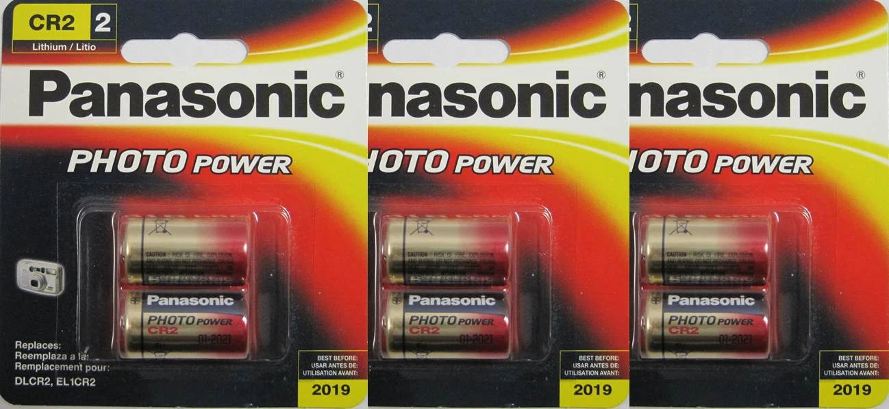 6 Panasonic Photo Power CR2 Lithium 3 Volt Batteries RLCR2 DLCR2 EL1CR2 EXP 2027