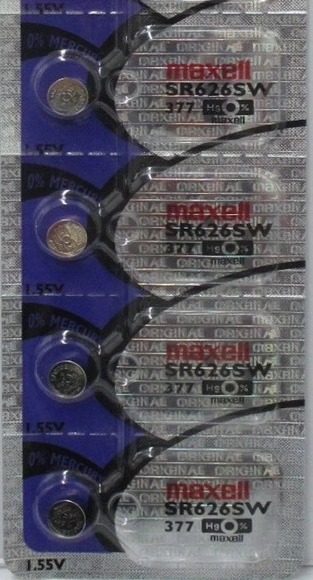 4 PCS MAXELL 377 WATCH BATTERIES SR626SW