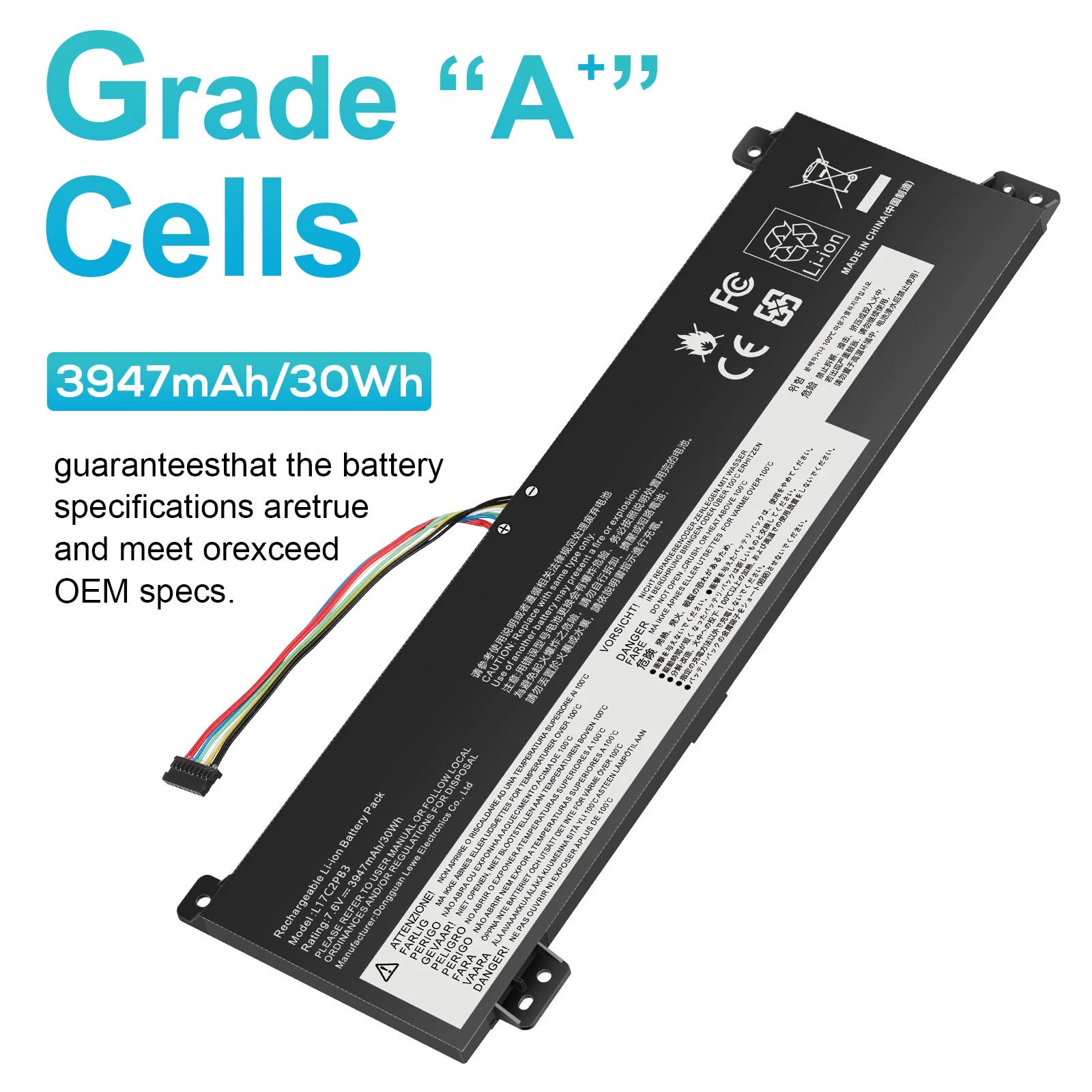 L17C2PB3 L17L2PB3 L17M2PB4 Battery For Lenovo V130-15IGM V330-15IKB 30Wh