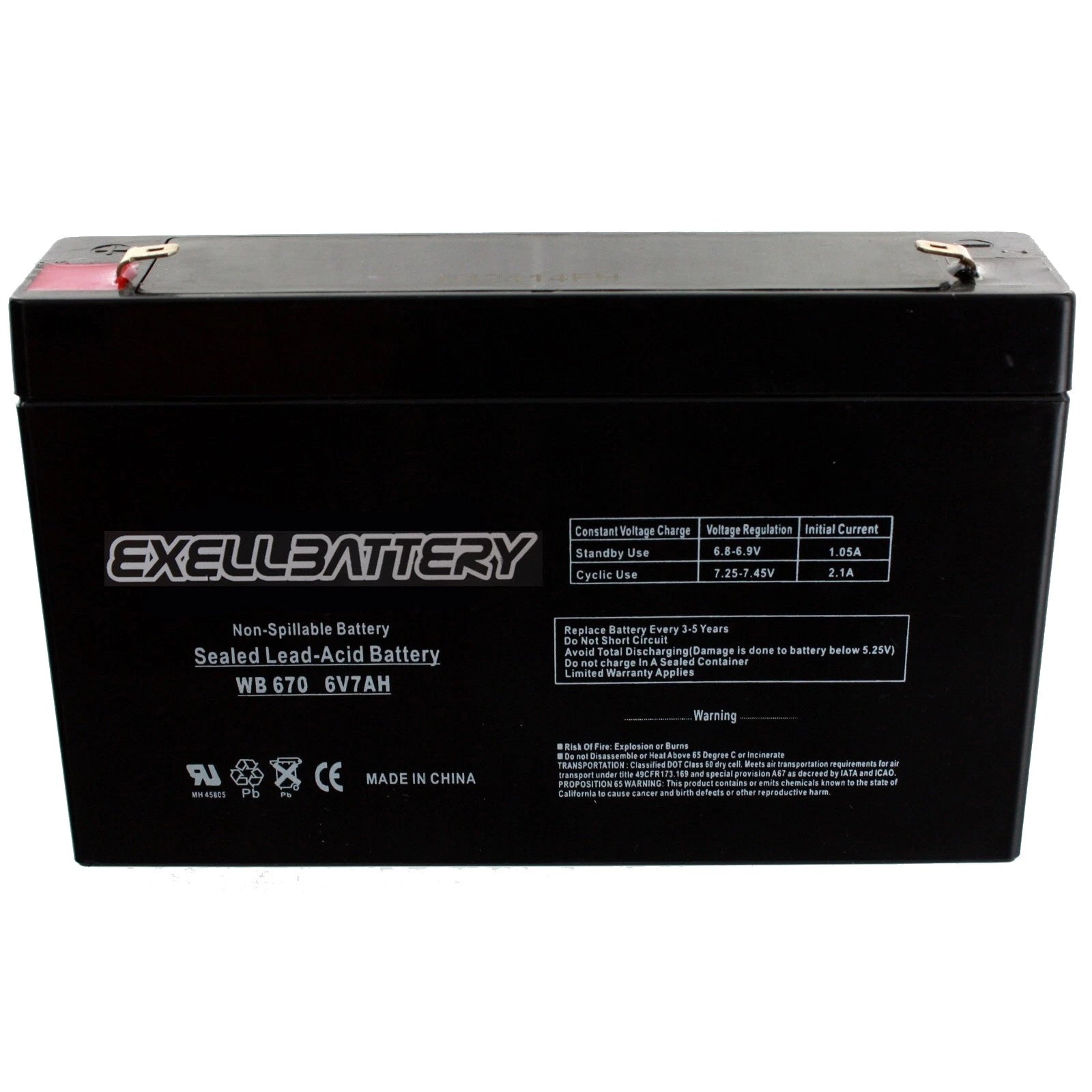 Exell Battery - 6v-7ah UPS Battery for Dual Lite ML5S12V