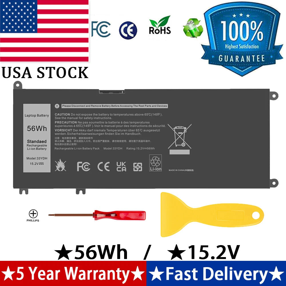 33YDH Battery For Dell Latitude 3480 3400 3500 15 3590 3580 Inspiron 7586 2-in-1
