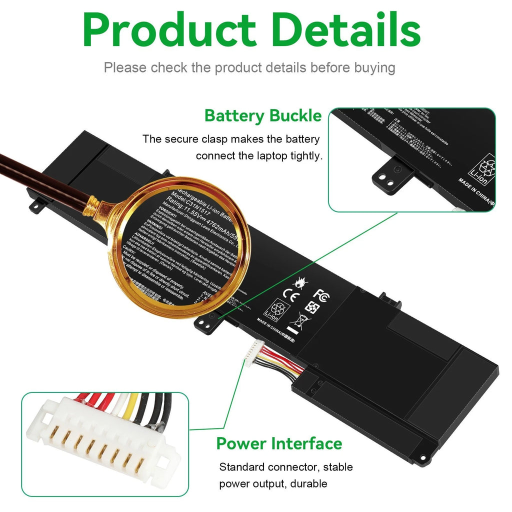 Battery C31N1517 For Asus Q304U Q303UA TP301 TP301UA TP301UJ 0B200-01840000 55Wh