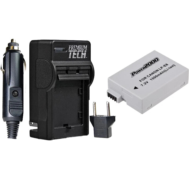 LPE8 Battery with Charger for Canon EOS Rebel T2i, T3i, T4i, T5i SLR Camera