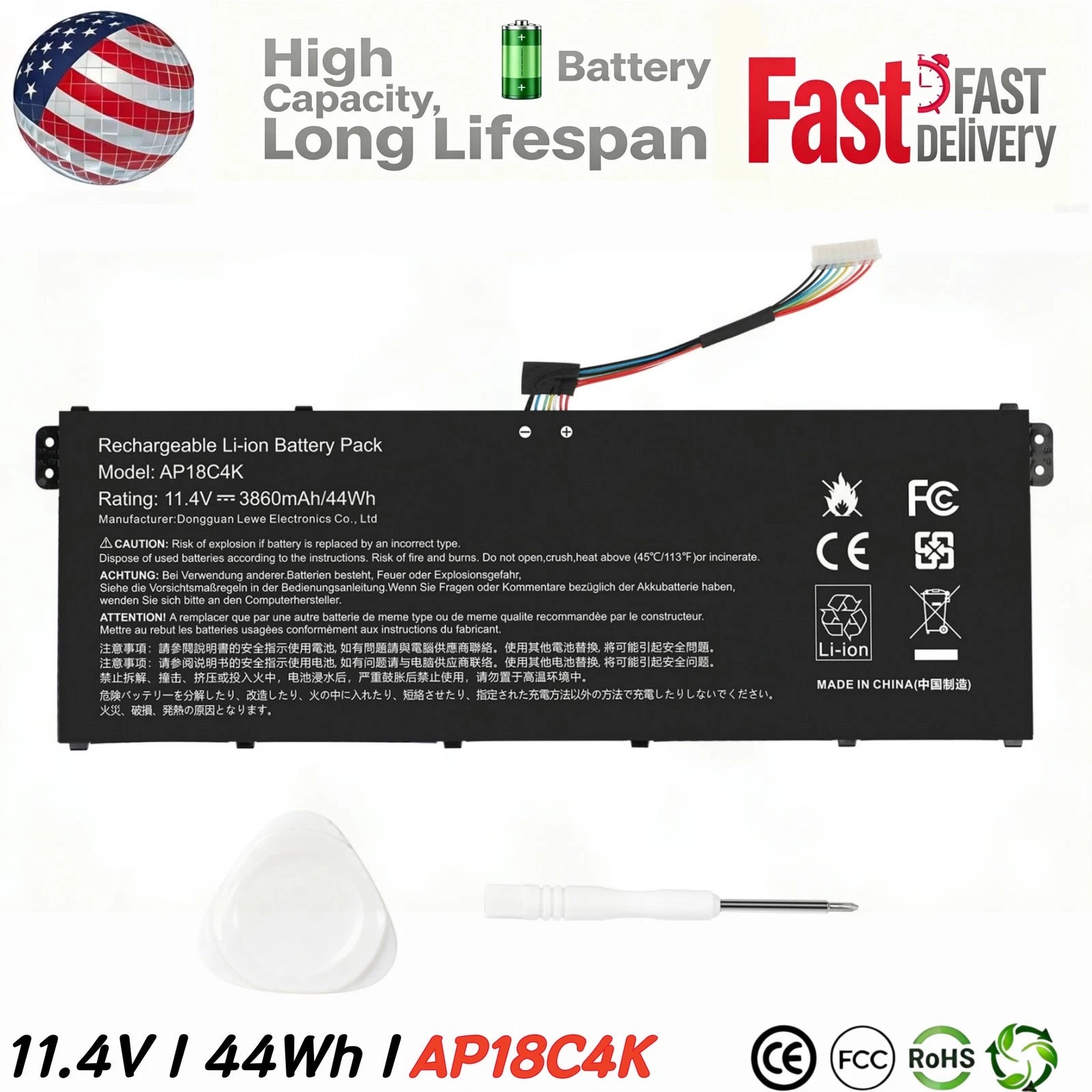 AP18C4K Battery for Acer Aspire 5 A515-43 A515-44G A515-54G 3ICP5/81/68 44Wh