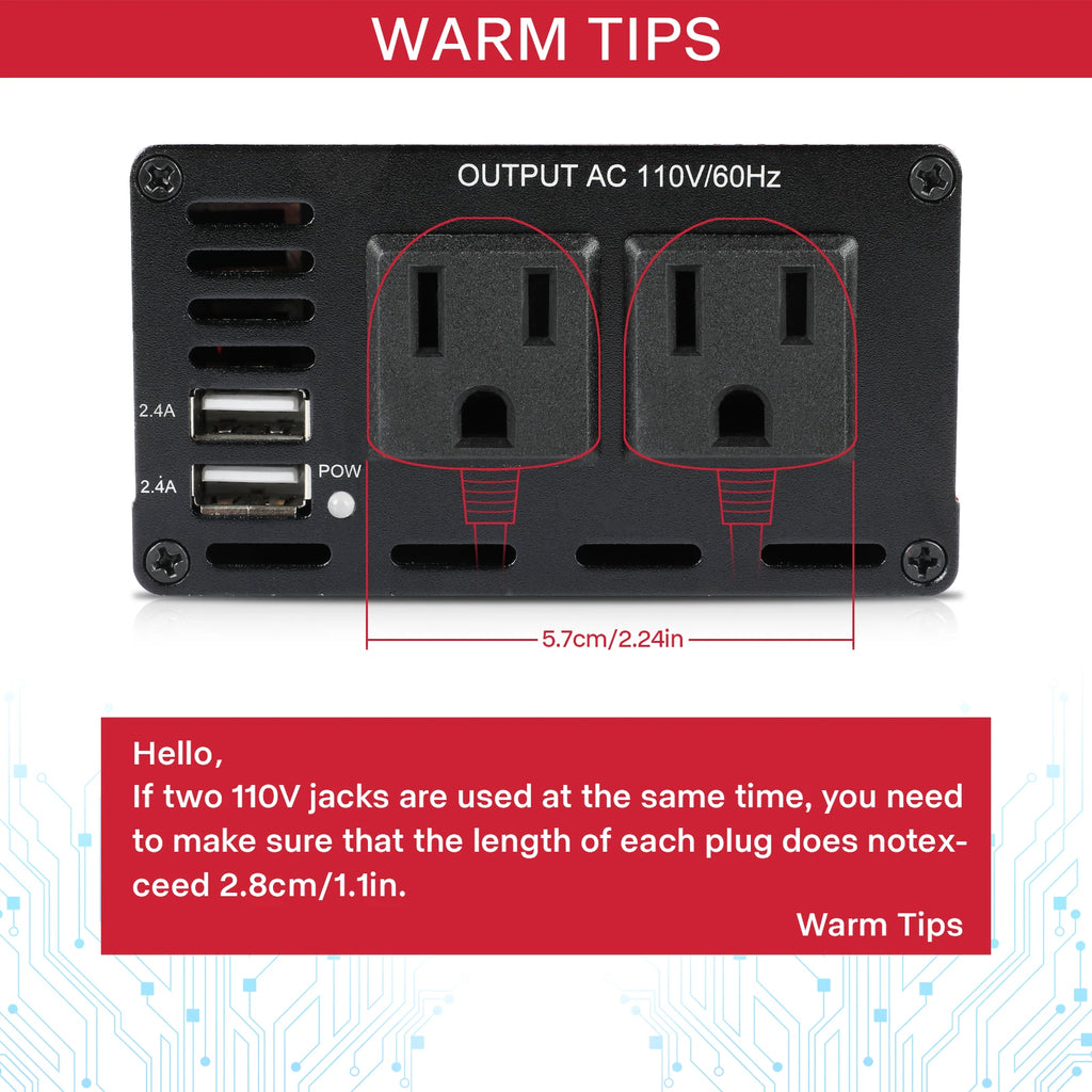 1000W Car Power Inverter DC 12V to AC 110V 120V Converter Adapter Charger Outlet