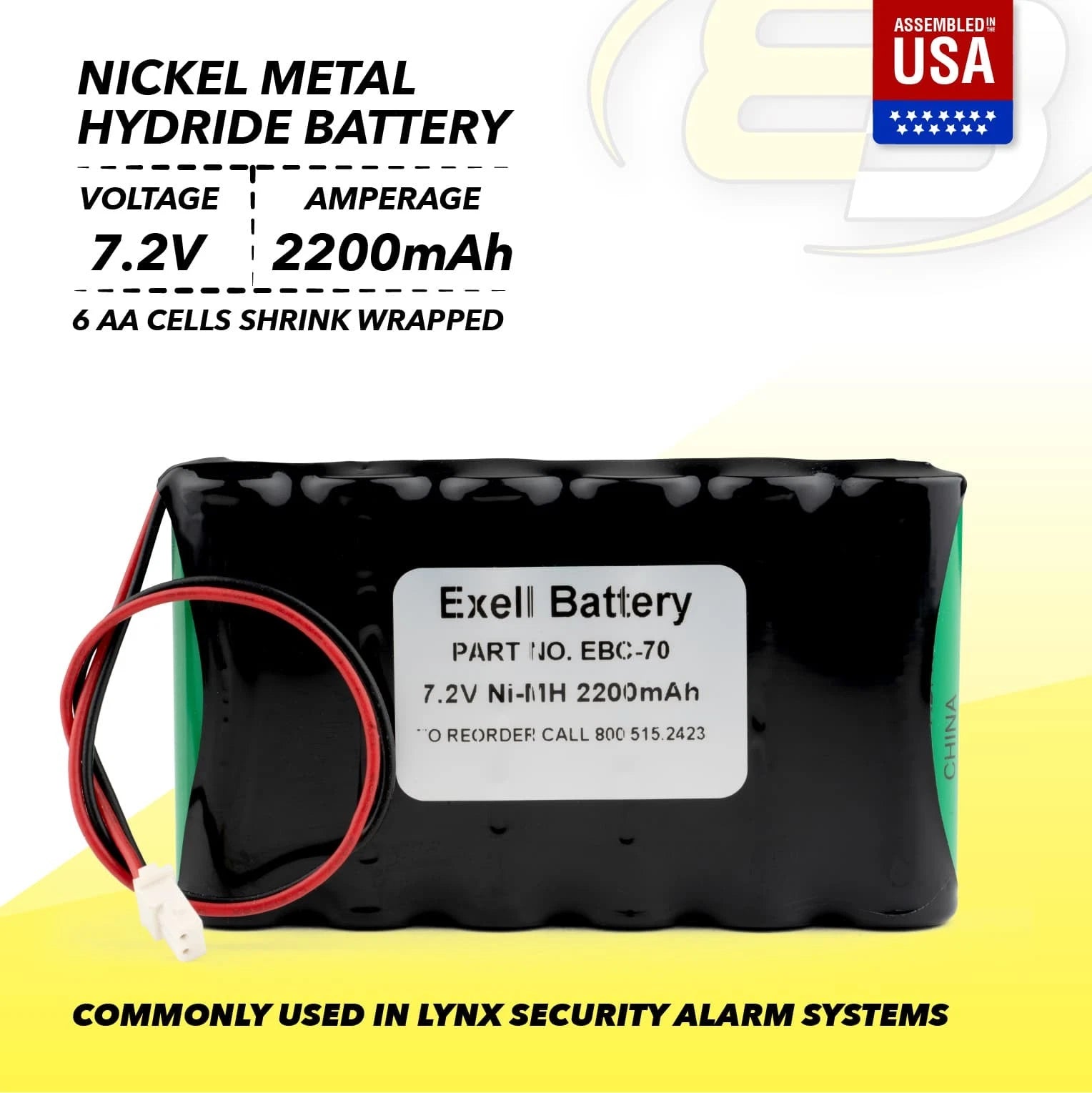 7.2V BATTERY for ADEMCO HONEYWELL WALYNX-RCHB-SC LYNX & LYNXR L3000 L5000 L5100
