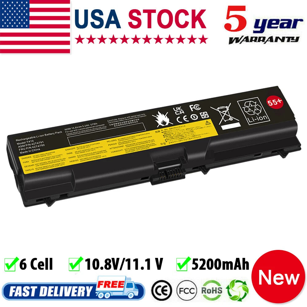 6 Cell Battery for Lenovo Thinkpad T410 T420 T510 T520 SL510 W510 W520 E40 E50