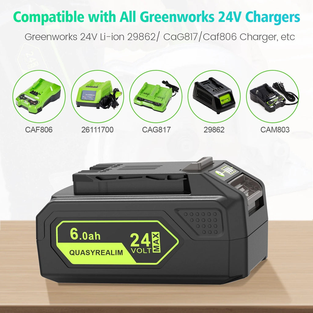 QUASYREALIM 24v battery 6.0Ah for Greenworks