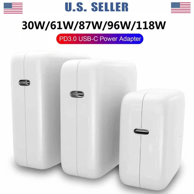 30W/61W/87W/96W PD USB-C/Type-C Power Adapter Charger For MacBook Pro Air Laptop