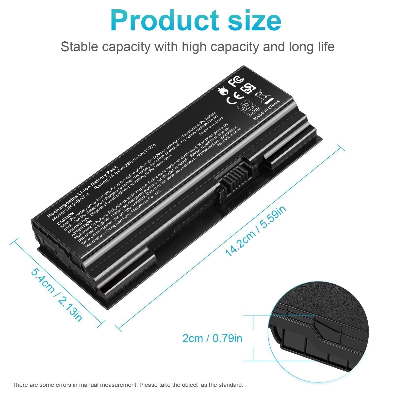 Battery 6-87-NH50S-41C00 4INR19/66 For Clevo NH50ED NH50RA NH50RH NH70 NH70 41WH