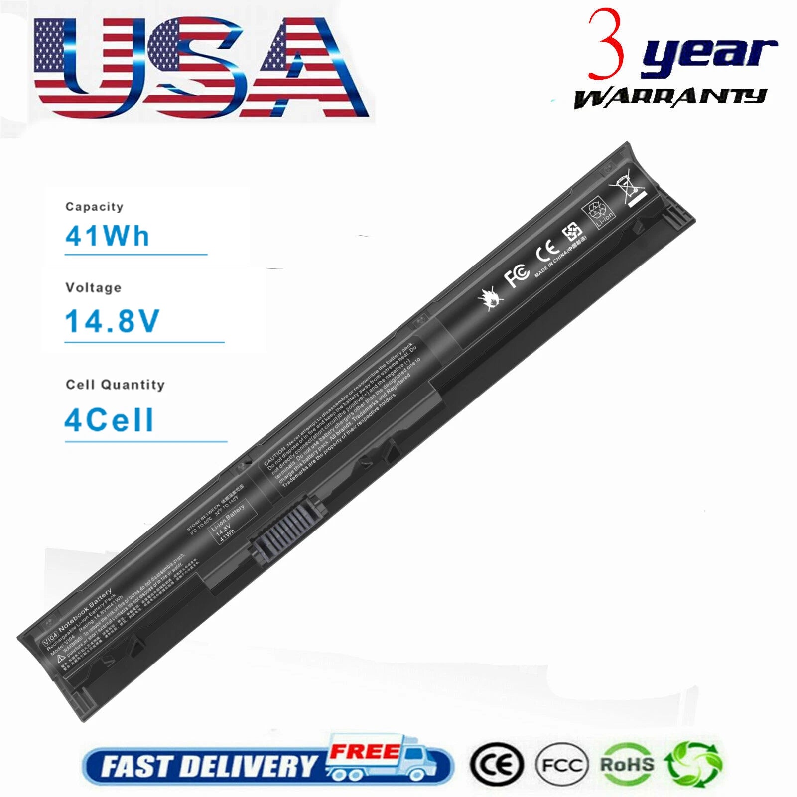 Battery V104 for HP Envy 14 15 17 Pavilion 15 17 Series 756743-001 756478-421