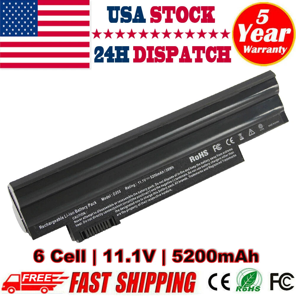 6 cell Battery for Acer Aspire One 722 AO722 D257 D257E AL10A31 AL10G31 Netbook