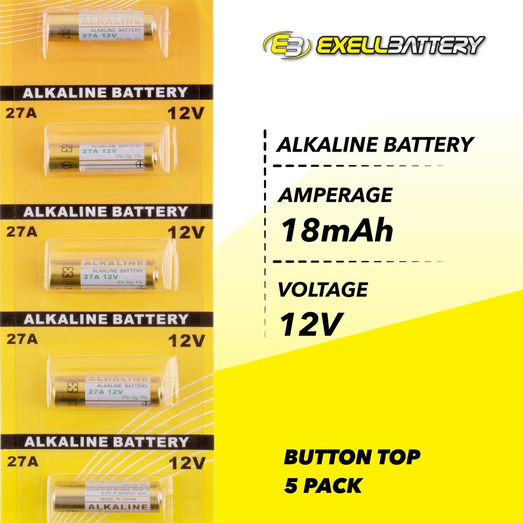 5PK Exell EB-27A Alkaline 12V Battery Compatible With MN27 L828 AG27 G27