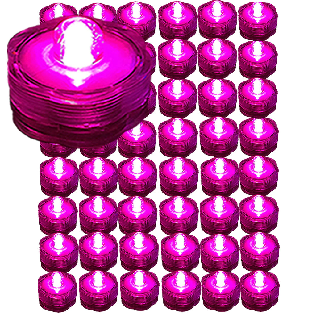 48 Pack PINK Submersible Waterproof Underwater Battery LED Tea Light~Wedding