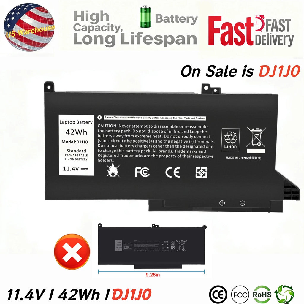 ?LOT 10x DJ1J0 Battery For DELL Latitude 12 7000 7280 7480 PGFX4 451-BBZL US