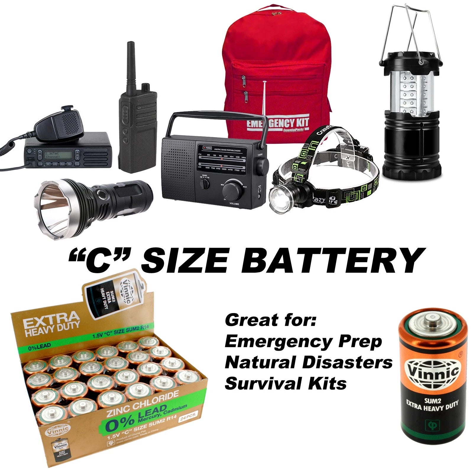 CHEAP 24pc C Size Batteries For Tsunamis, Landslides, Hurricanes IN-STOCK