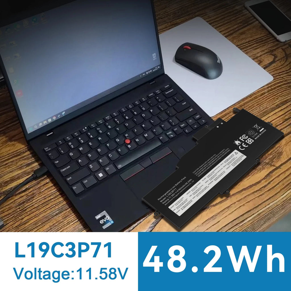 L19C3P71 L19M3P72 L19M3P73 Battery For Lenovo ThinkPad X1 Nano Gen 1st 48.2Wh