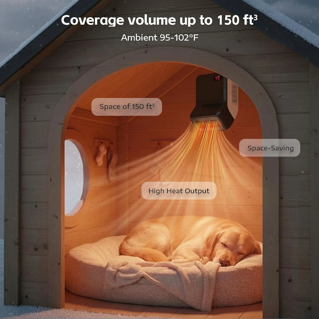 Portable Electric Space Dog Pet House Heater with Thermostat Anti-Bite Wire Wall