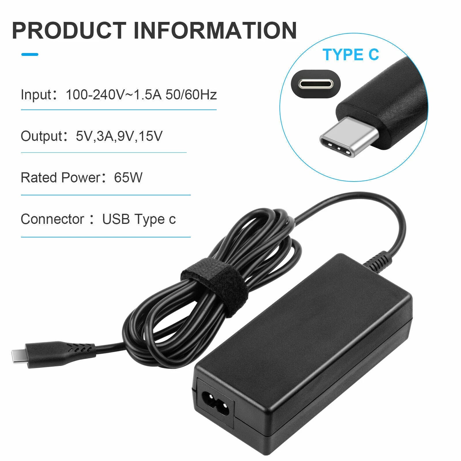 65W USB-C Type C Adapter Charger For HP Samsung Lenovo Yoga Dell Macbook Acer US