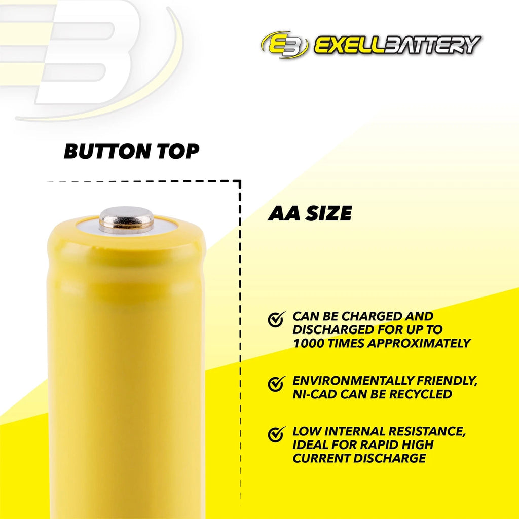 AA 1.2V 1000mAh Button Top Rechargeable Battery for LED Lights, Hobby, Alarms