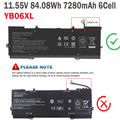 NEW YB06XL Battery For HP SpectreX360 Convertible 15-CH 15T-CH HSTNN-DB8H 84.08W