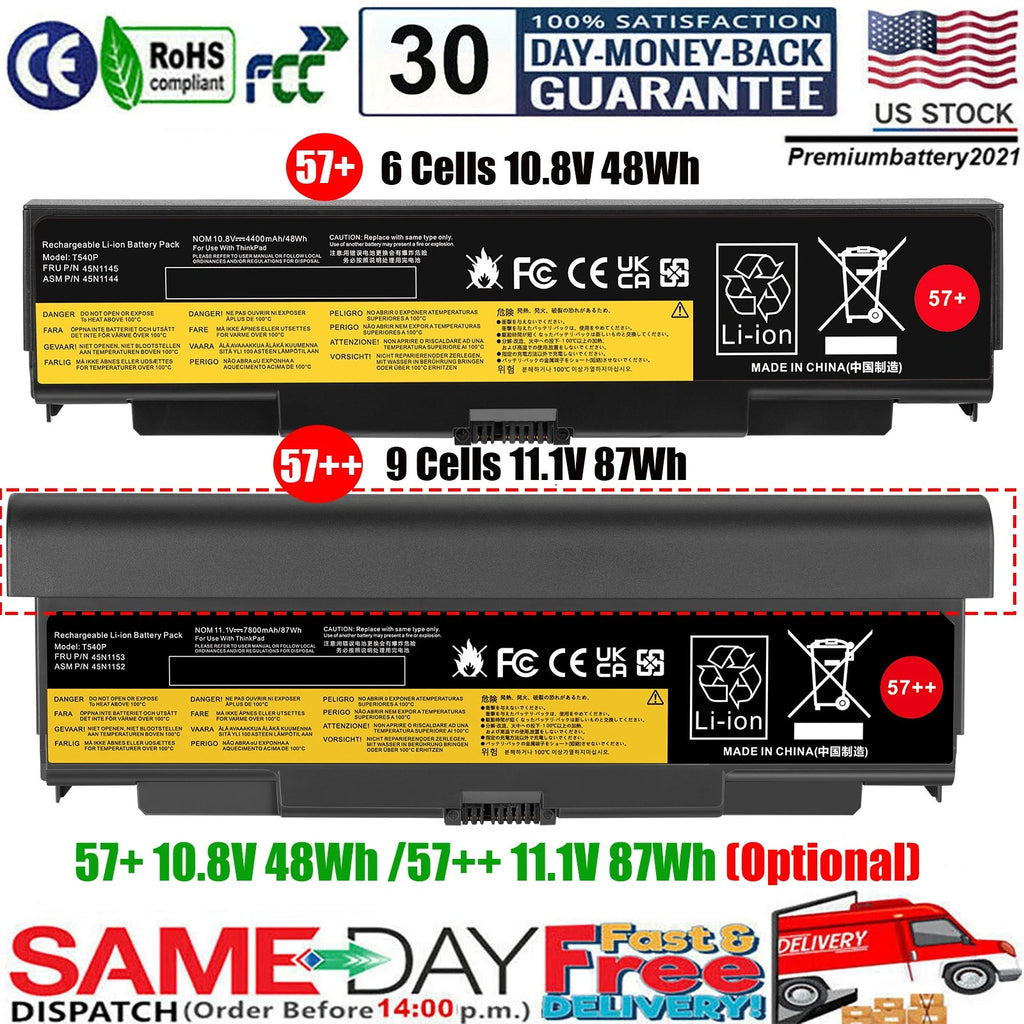 6/9Cells Battery for Lenovo ThinkPad T440P T540P L440 L540 W540 W541 0C52864 NEW