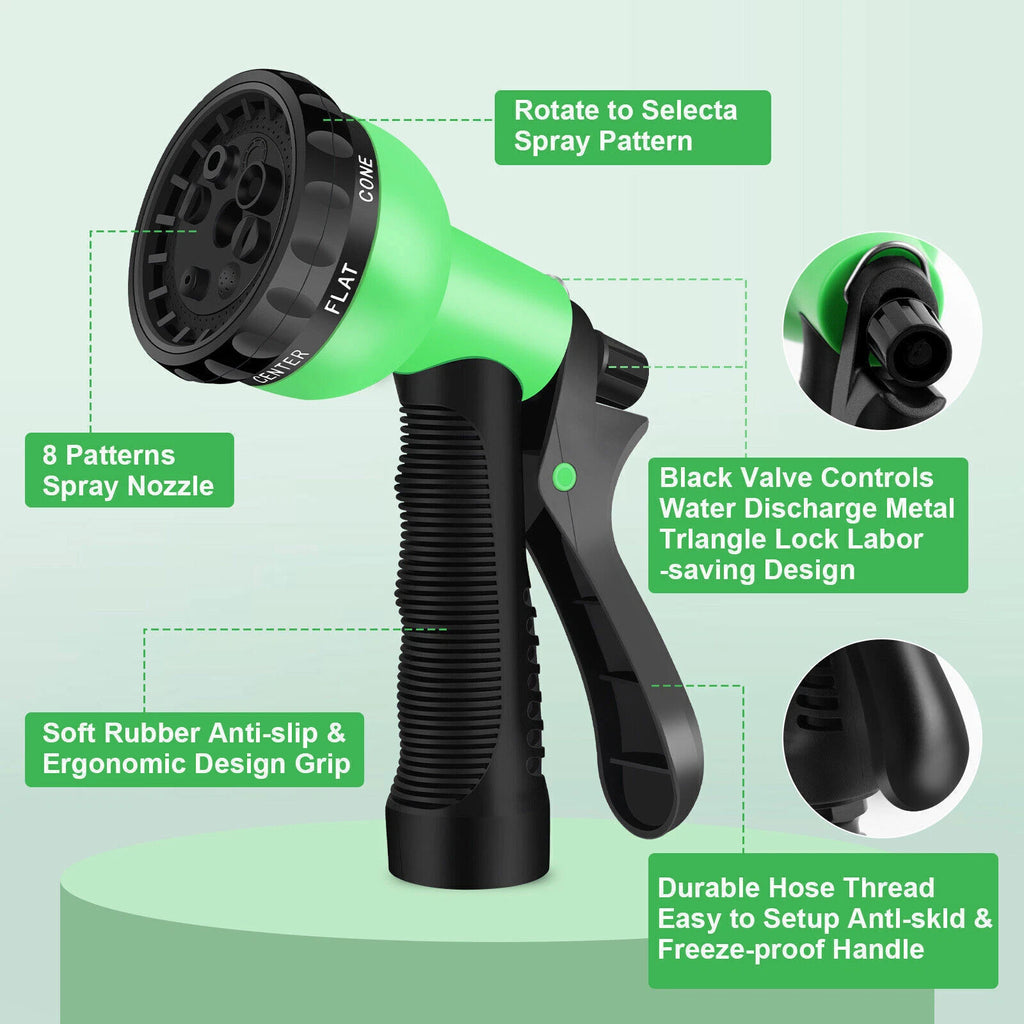 Durable 100 FT Heavy Duty Expandable Flexible Garden Water Hose Spray Nozzle