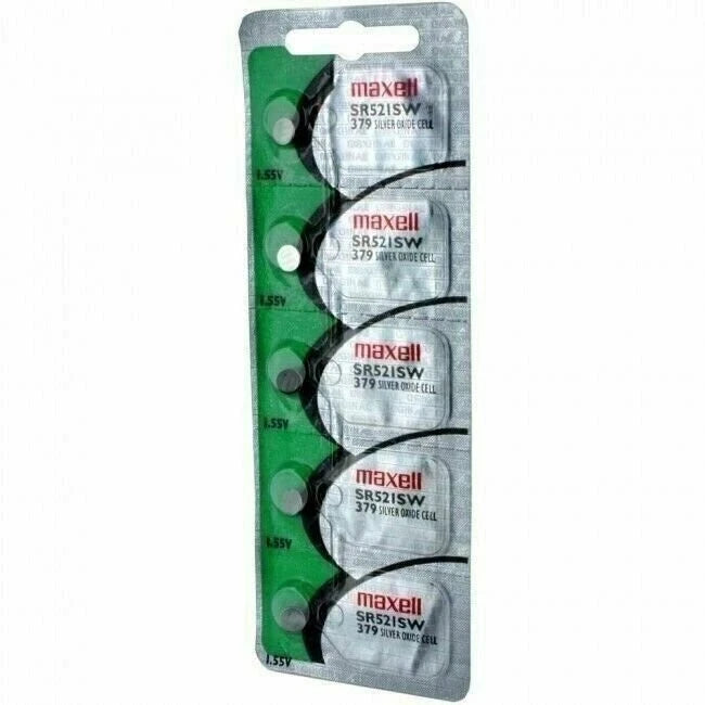 379 MAXELL WATCH BATTERIES SR521SW (5 piece) PSR521 V379 New Authorized Seller