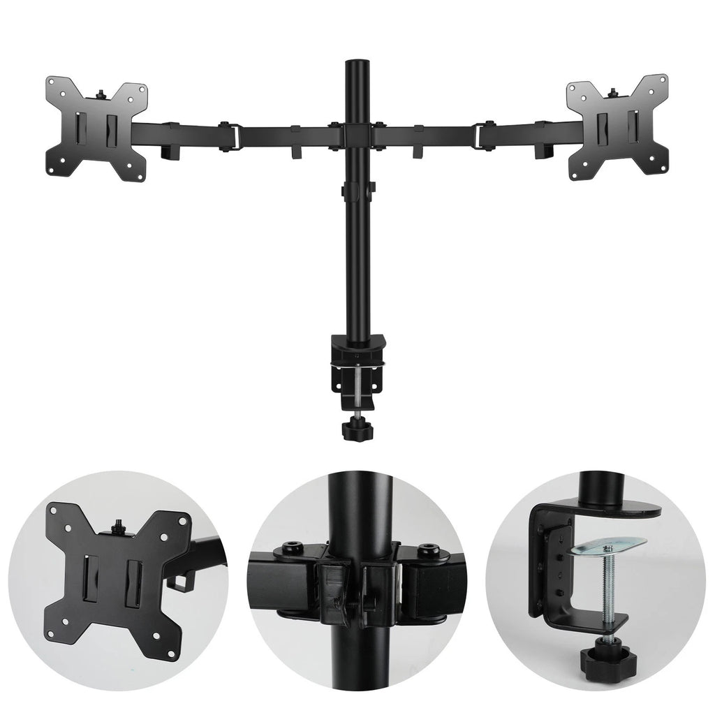 10-32'' DUAL ARM TV LCD MONITOR DESK MOUNT BRACKET ARTICULATING SWIVEL