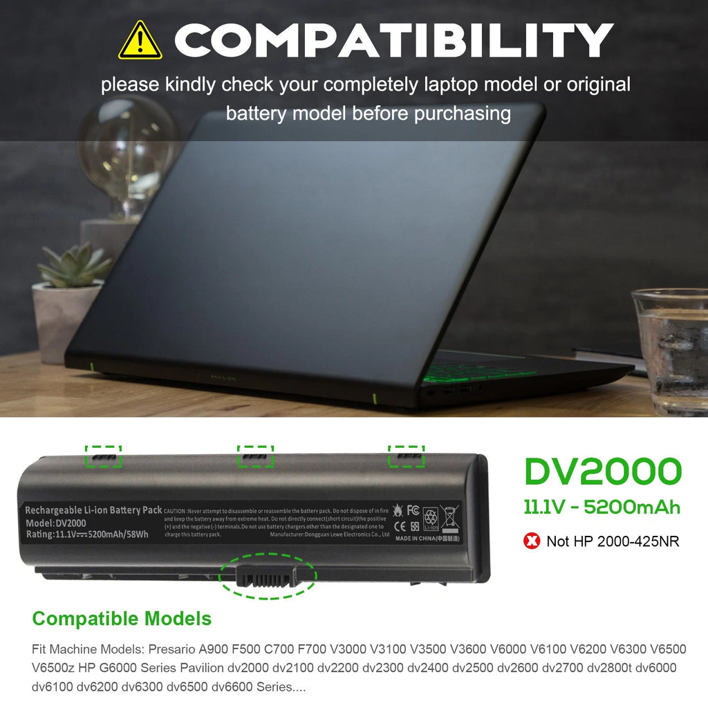 Battery For HP Pavilion DV2000 DV6000 DV6700 DV6500 DV2500 446506-001 446507-001