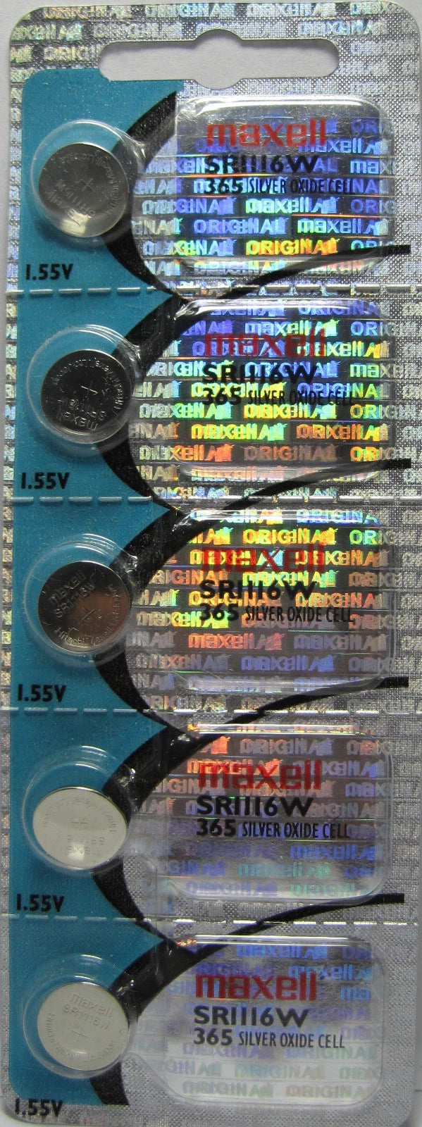 5 Maxell SR1116W Watch Batteries