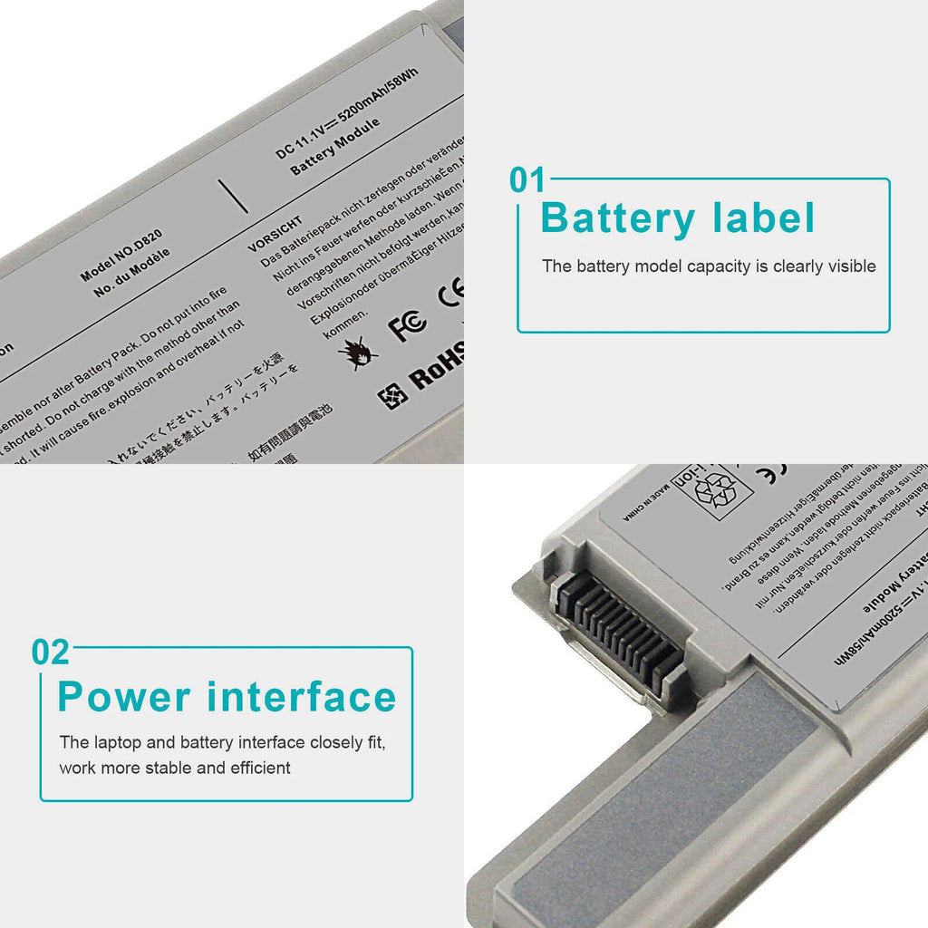 ??LOT Battery For Dell Latitude D820 D830 D531 M4300 M65 312-0393 CF623 5200mAh